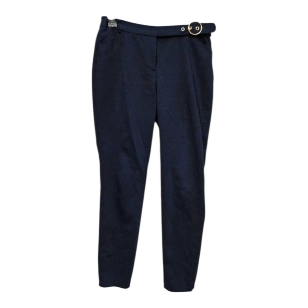 Ivanka Trump Skinny Ankle Navy Blue Trousers With Accent Belt Size 6